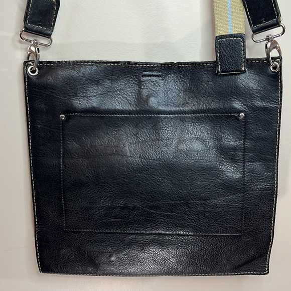 Rafe Black Leather mail type bag with canvas buckle strap - Picture 6 of 15